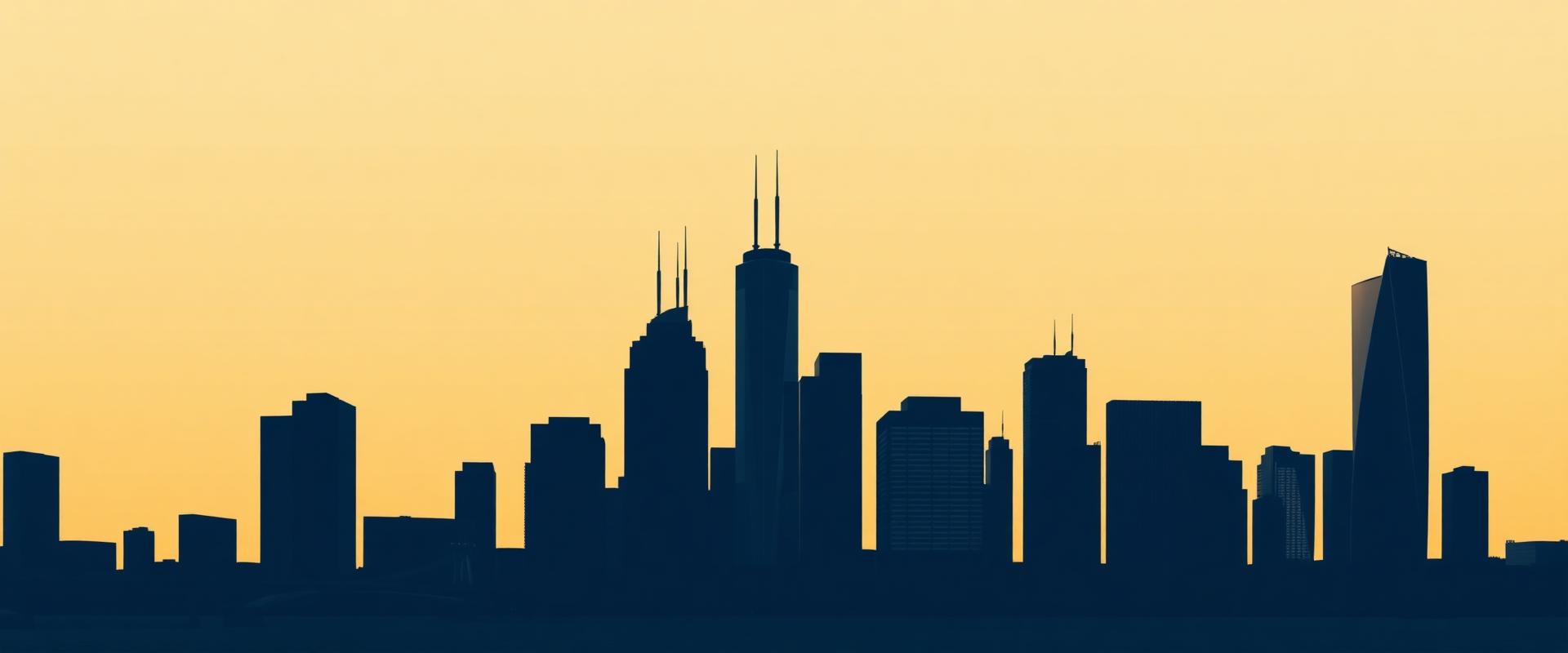 Urban skyline at golden hour